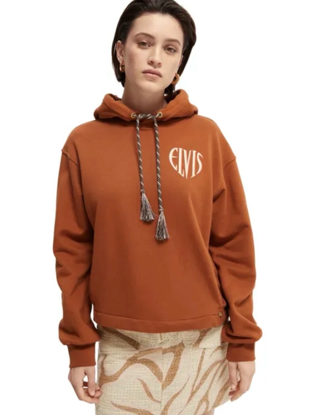 Scotch & Soda Elvis Graphic Organic Cotton Hoodie Rust